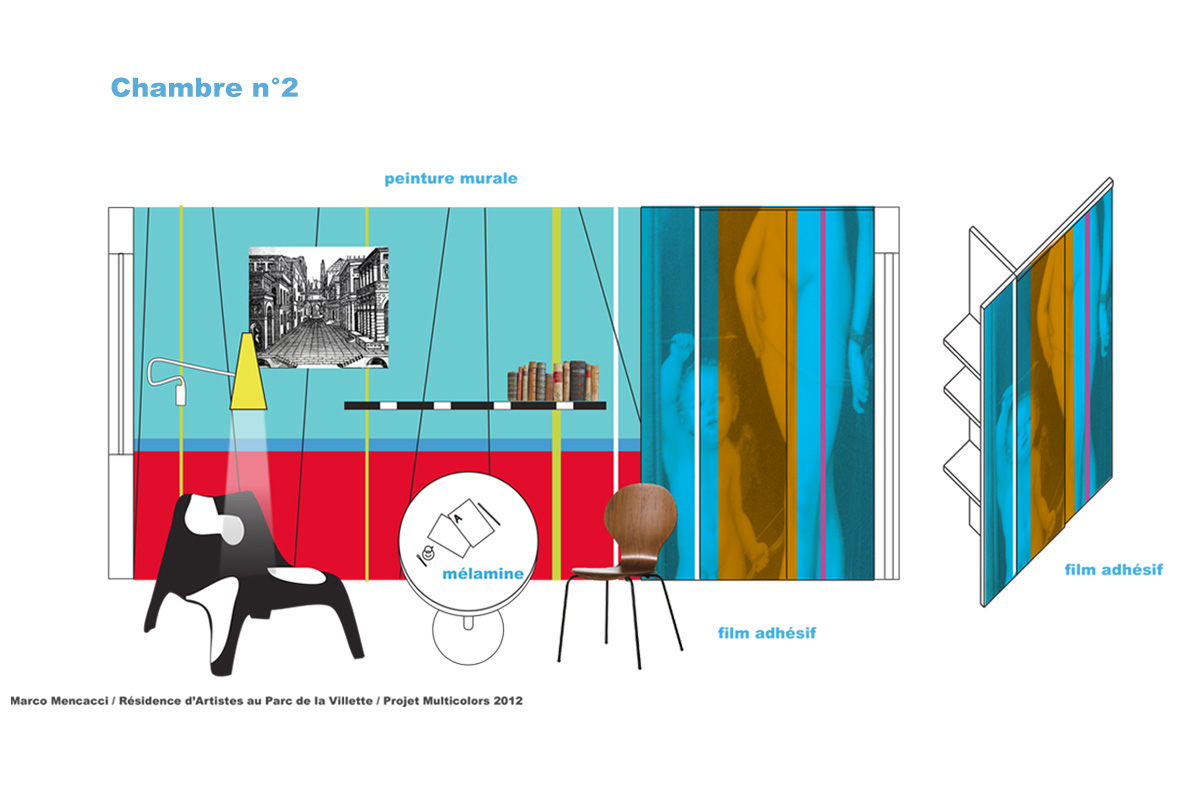 Planche graphique Chapithôtel La Villette Paris "Chambre N°2"