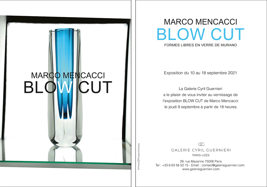 Invitation recto verso de l'exposition Blow Cut de Marco Mencacci, Galerie Cyril Guernieri, Paris 2021